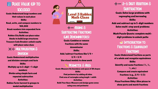 Roblox Math - Full Semester Curriculum & Tutoring Level 3